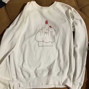 White F you sweat shirt size S